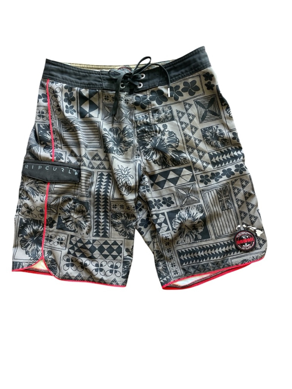 🔥shorts 2/$15 or 3/$20 Rip Curl Gray/Black Hawaiian Men's Boardshorts Size 28
